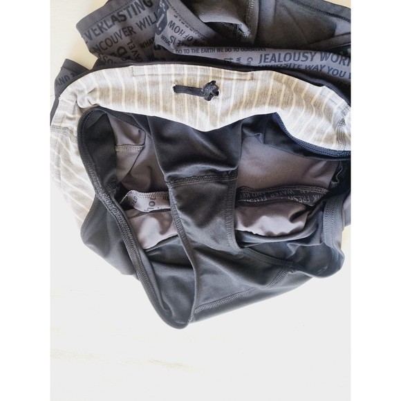 Lululemon Run SPEED SHORTS Classic Manifesto Deep Coal Black Script 6 RARE - Picture 6 of 6